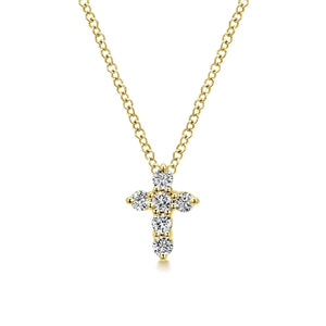 Gabriel & Co. Small Prong Set Diamond Cross Pendant