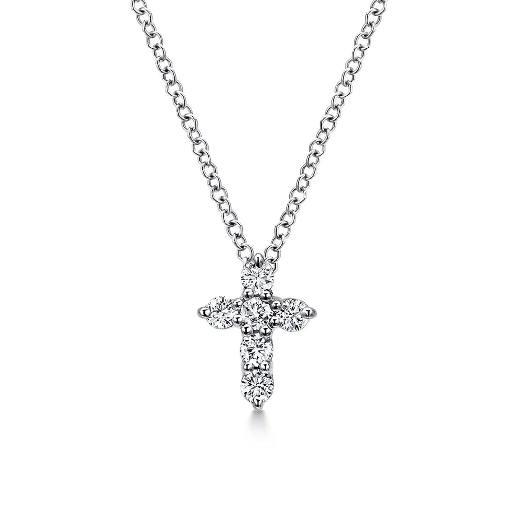 Gabriel & Co. Small Prong Set Diamond Cross Pendant
