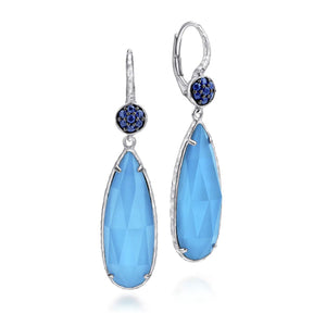 Gabriel & Co. "Souviens" Sterling Silver Turquoise and Sapphire Drop Earrings