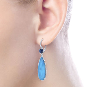 Gabriel & Co. "Souviens" Sterling Silver Turquoise and Sapphire Drop Earrings
