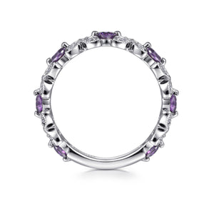 Gabriel & Co. Stackable Amethyst and Diamond Anniversary Ring