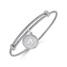 Load image into Gallery viewer, Gabriel &amp; Co. Stainless Steel &amp; Silver Initial Bangle Cable Bracelet
