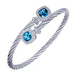 Load image into Gallery viewer, Gabriel &amp; Co. Steel and Sterling Silver Swiss Blue Topaz Cable Bangle
