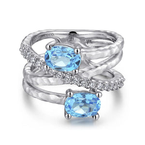 Gabriel & Co. Sterling Silver Blue Topaz and White Sapphire Ring