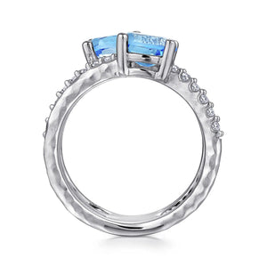 Gabriel & Co. Sterling Silver Blue Topaz and White Sapphire Ring