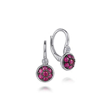 Load image into Gallery viewer, Gabriel &amp; Co. Sterling Silver Diamond &amp; Ruby Cluster Leverback Earrings
