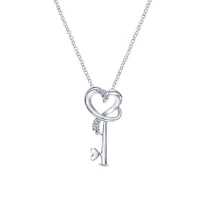 Gabriel & Co Sterling Silver "Key to Her Heart" Diamond Pendant