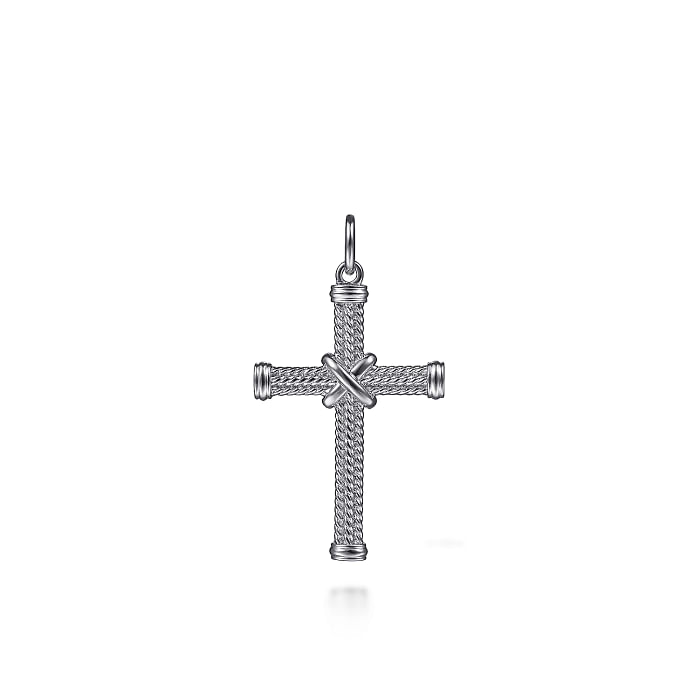Gabriel & Co. Sterling Silver Twisted Rope Cross Pendant with 