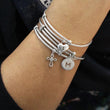 Load image into Gallery viewer, Gabriel &amp; Co. Sterling Silver White Sapphire Cross Charm Bangle
