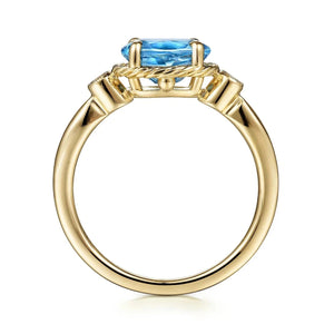 Gabriel & Co. Swiss Blue Oval Topaz Diamond Ring