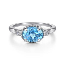 Load image into Gallery viewer, Gabriel &amp; Co. Swiss Blue Oval Topaz Diamond Ring
