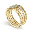 Load image into Gallery viewer, Gabriel &amp; Co. Swiss Blue Topaz and Diamond Multi Row Ring
