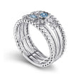 Load image into Gallery viewer, Gabriel &amp; Co. Swiss Blue Topaz and Diamond Multi Row Ring
