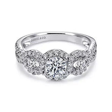 Load image into Gallery viewer, Gabriel &amp; Co. Three Diamond Halo Engagement Ring
