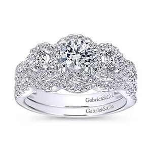 Gabriel & Co. Three Diamond Halo Engagement Ring