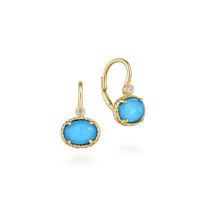 Gabriel & Co. Turquoise and Rock Crystal Diamond Earrings