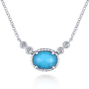 Gabriel & Co. Turquoise and Rock Crystal Diamond Pendant