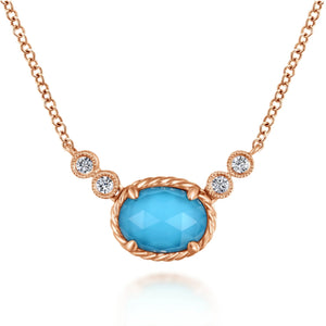 Gabriel & Co. Turquoise and Rock Crystal Diamond Pendant