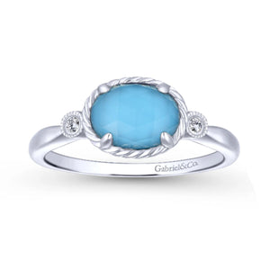 Gabriel & Co. Turquoise and Rock Crystal Diamond Ring