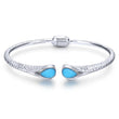 Load image into Gallery viewer, Gabriel &amp; Co. Turquoise &amp; Rock Crystal Sterling Silver Hinged Bracelet
