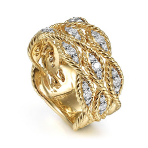 Gabriel & Co. Twisted Braided Wide Diamond Band Ring