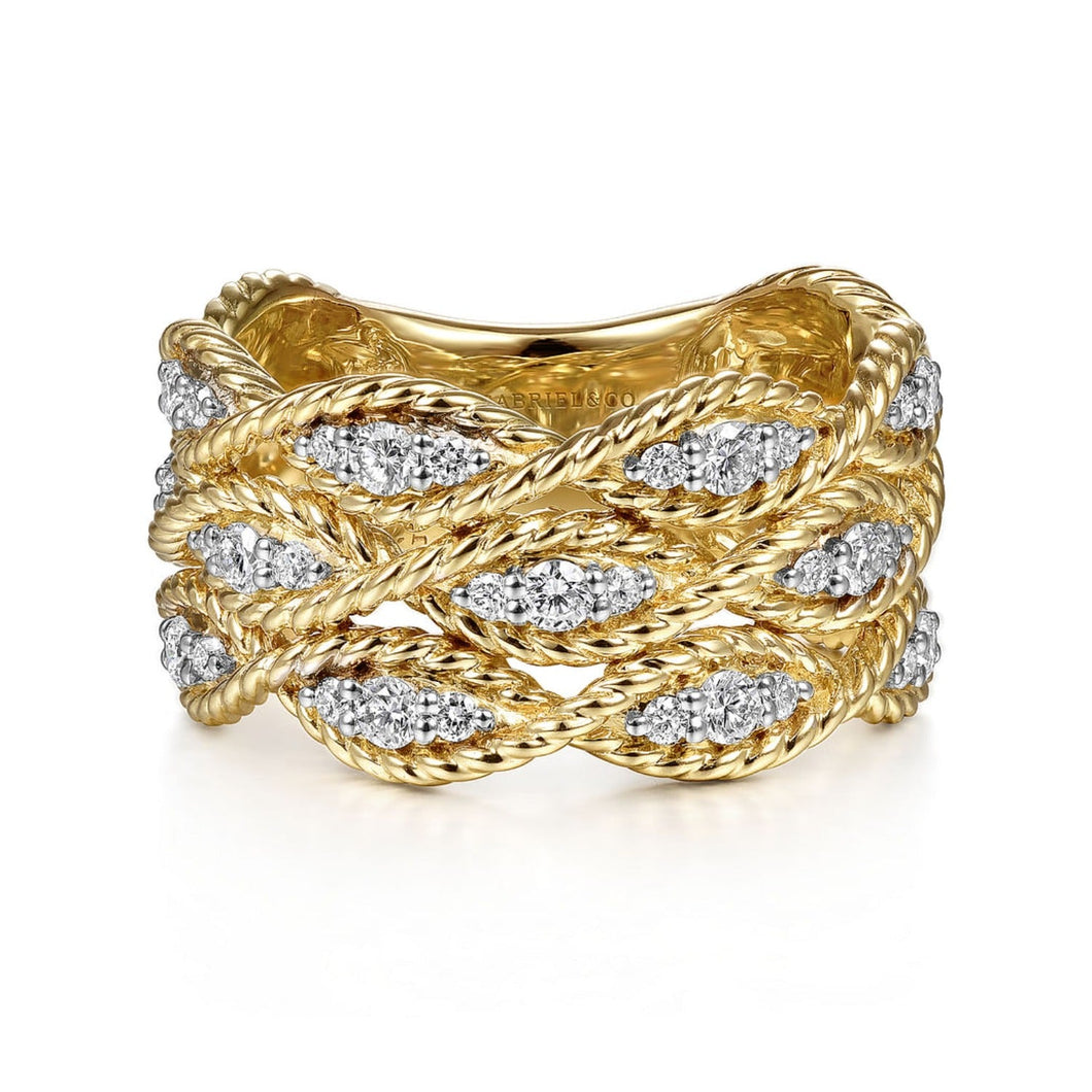 Gabriel & Co. Twisted Braided Wide Diamond Band Ring - LR51558 – Ben  Garelick