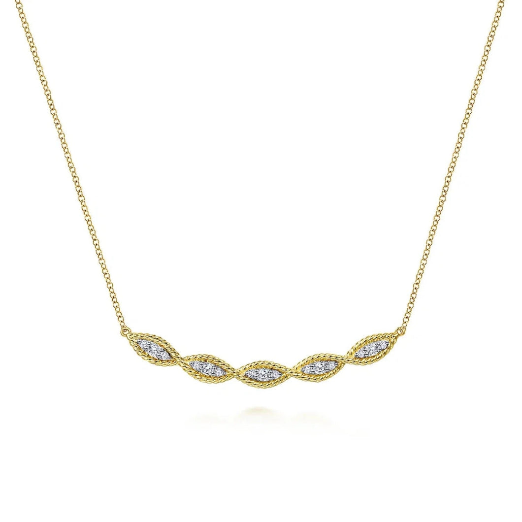 Gabriel & Co. Twisted Curved Diamond Bar Necklace