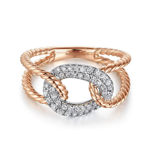 Gabriel & Co. Twisted Open Shank Pave Diamond Ring