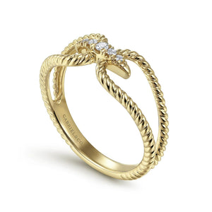 Gabriel & Co. Twisted Rope Pave Diamond Connector Ring