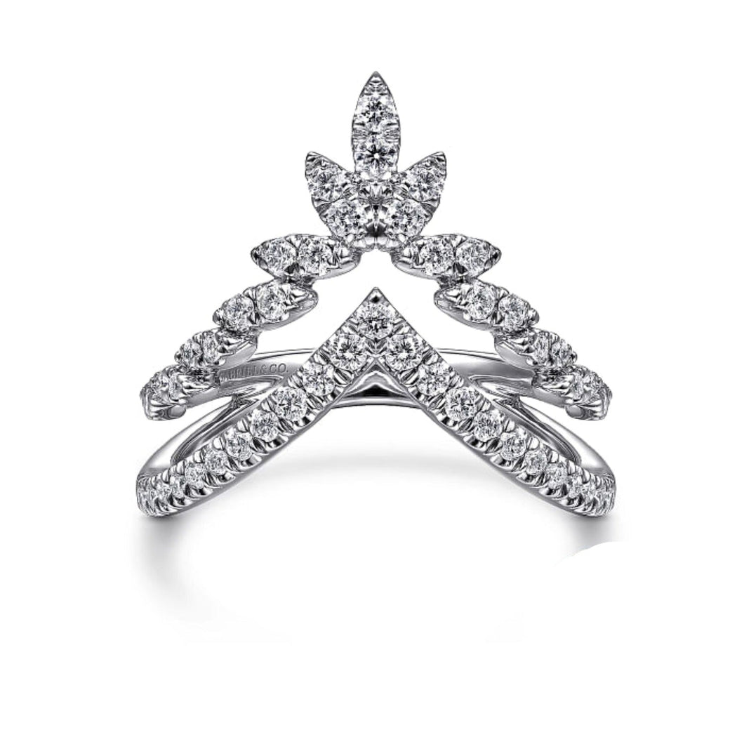 Gabriel & Co. Two-Row Marquise Shaped Diamond Chevron Ring