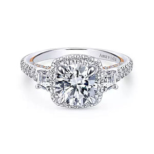 Gabriel & Co. "Verline" Cushion Halo Diamond Engagement Ring