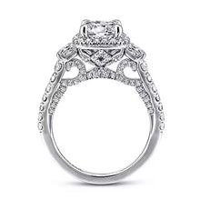 Load image into Gallery viewer, Gabriel &amp; Co. &quot;Verline&quot; Cushion Halo Diamond Engagement Ring
