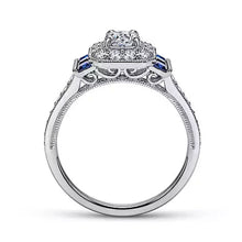 Load image into Gallery viewer, Gabriel &amp; Co. Vintage Style Blue Sapphire &amp; Diamond Engagement Ring

