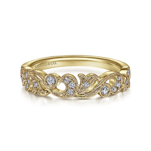 Gabriel & Co. Vintage Style Filigree Scrollwork Diamond Ring
