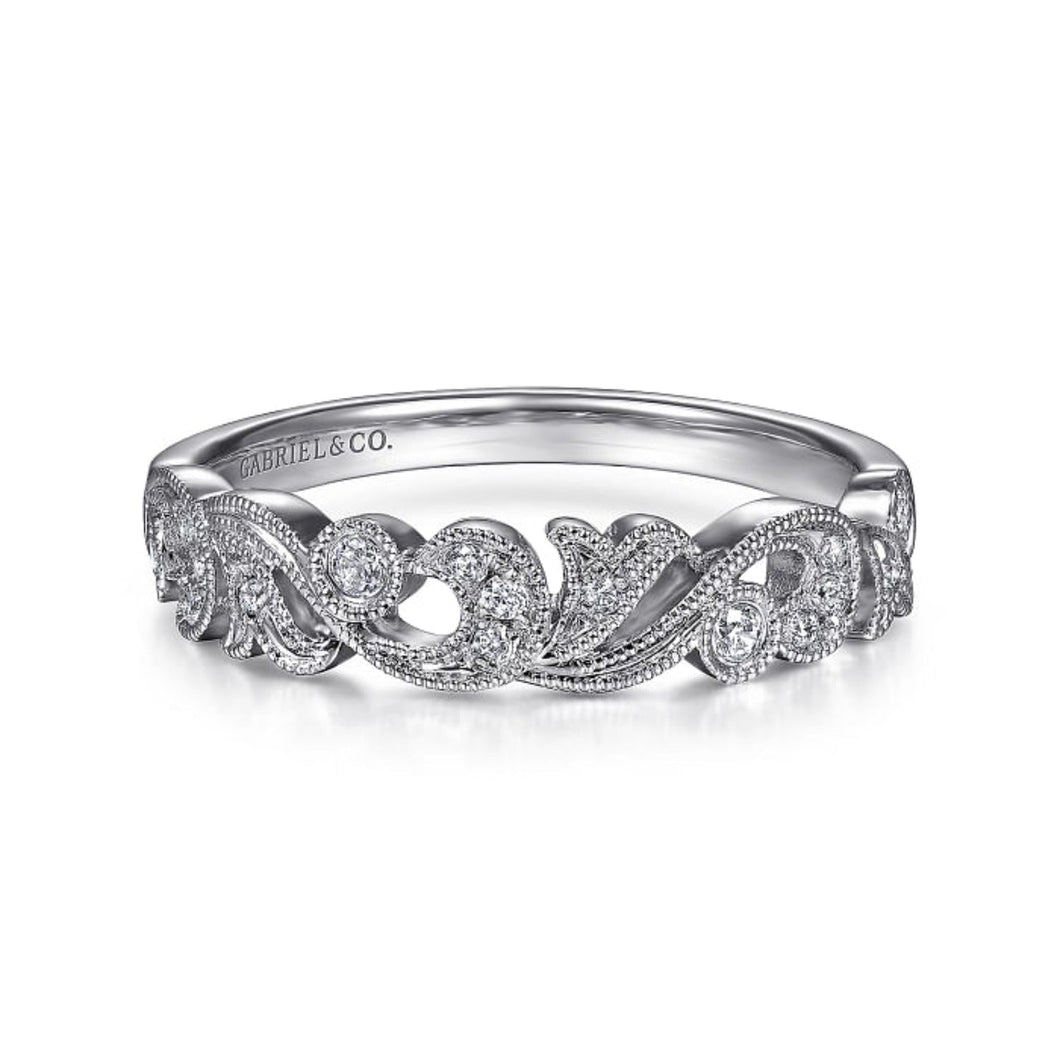 Gabriel & Co. Vintage Style Filigree Scrollwork Diamond Ring