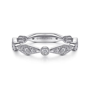 Gabriel & Co. "Vintage" Style Milgrain Stackable Diamond Ring