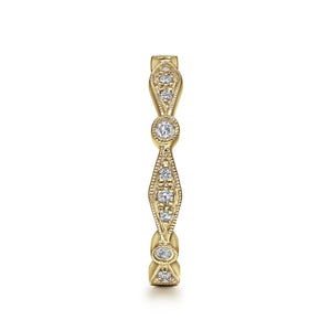 Gabriel & Co. "Vintage" Style Milgrain Stackable Diamond Ring