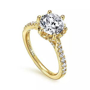Gabriel & Co."Genoa" Halo Six Prong Diamond Engagement Ring