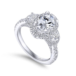 Gabriel & Co."Waltz" Diamond Engagement Ring Featuring Half Moon Diamonds