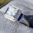 Load image into Gallery viewer, Gabriel &quot;Daisy&quot; Cushion Shaped Blue Sapphire Diamond Engagement Ring

