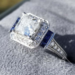 Gabriel & Co. Vintage Style Blue Sapphire & Diamond Engagement Ring