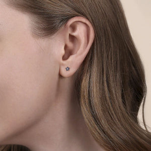 Gabriel Diamond and Sapphire Flower Stud Earrings