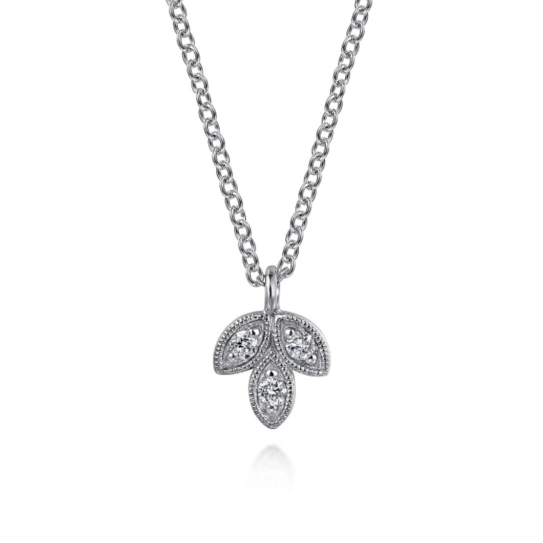 Gabriel Diamond Mini Leaf Pendant Necklace