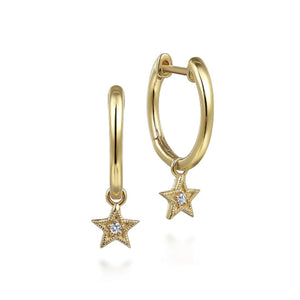 Gabriel Diamond Star Shape Huggie Earrings