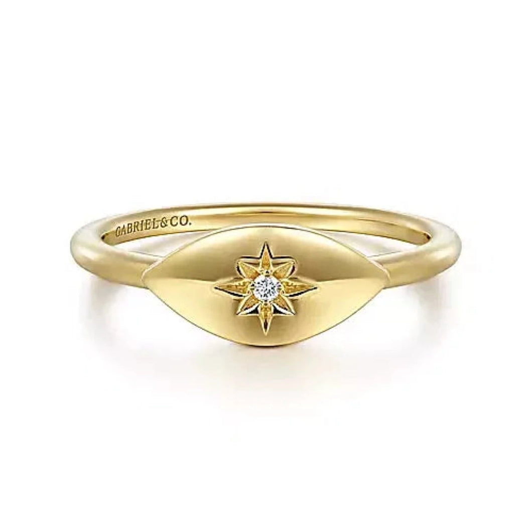 Gabriel Diamond Starburst Signet Ring