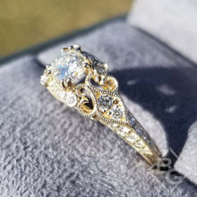 Load image into Gallery viewer, Gabriel &quot;Halsey&quot; Victorian Style Filigree Diamond Halo Engagement Ring
