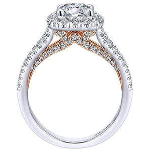 Gabriel "Layla" 14K White Gold Cushion Halo Diamond Engagement Ring