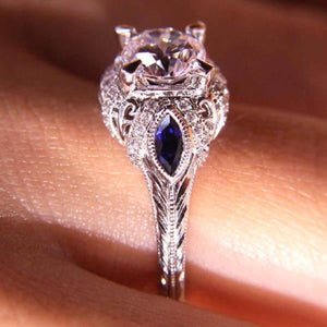 Gabriel "Lexington" Diamond & Blue Sapphire Halo Engagement Ring