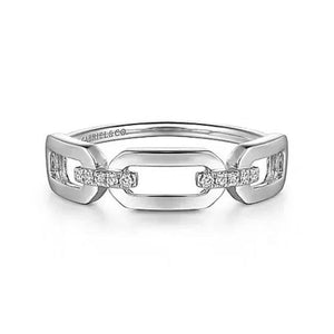 Gabriel Link Chain Style Diamond Ring