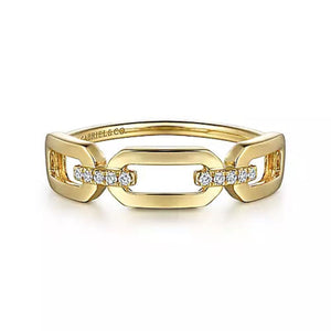 Gabriel Link Chain Style Diamond Ring
